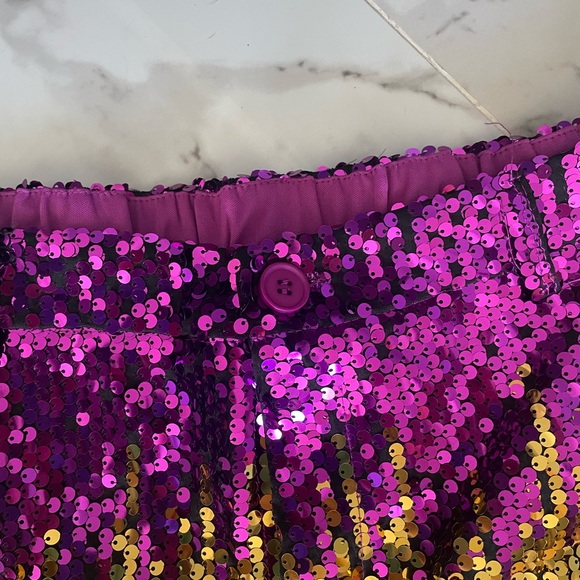 BiBi Sequin Flare Pants - Green, Purple, Gold - Picture 2 of 5
